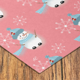 Mousseline Joli Snowman Snowflake Motif Rose Tissu Papier