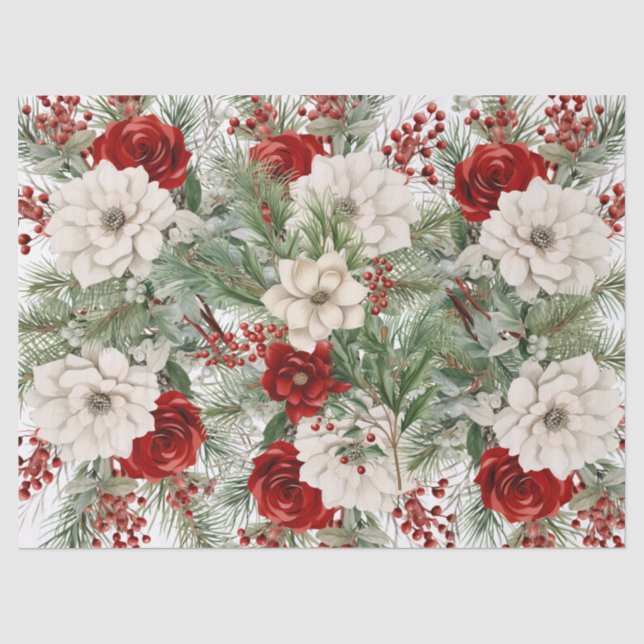 Mousseline Jolie florale de Noël découpage papier de tissus (Recto)