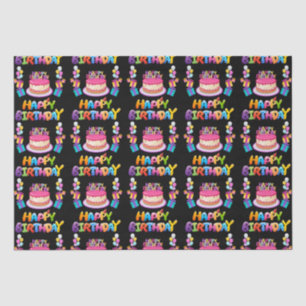 Mousseline Joyeux Anniversaire Confetti Tissu Papier