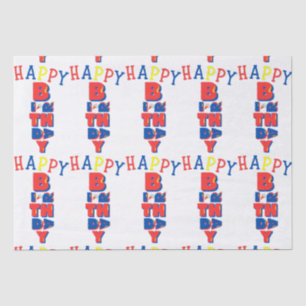 Mousseline Joyeux Anniversaire Couleur Remix Tissu Papier