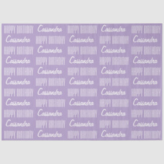 Mousseline Joyeux Anniversaire Nom Lavender Tissu Papier