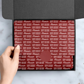 Mousseline Joyeux Anniversaire Nom Rouge Tissu Papier