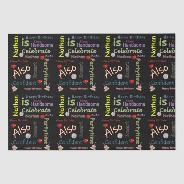 Mousseline Joyeux Anniversaire Tissu Papier Nathan (Recto)