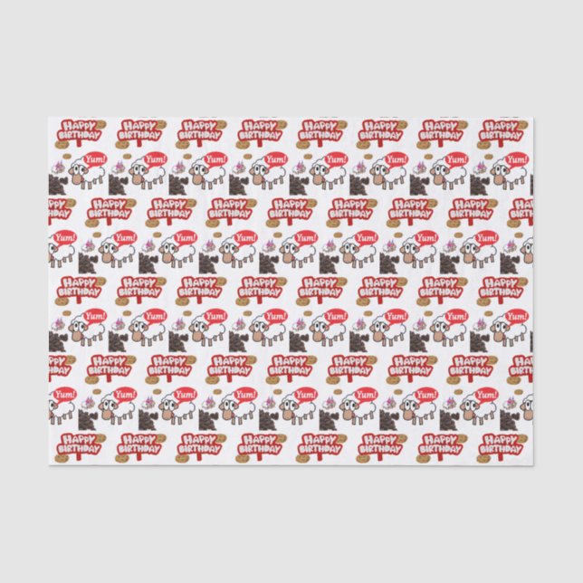 Mousseline Joyeux Anniversaire Tissue Lamb Papier (Recto)
