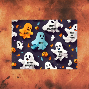 Mousseline Joyeux Halloween Mignons Petits Fantômes Papier Ti