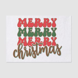 Mousseline Joyeux Joyeux Joyeux Noël Tissu Papier