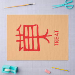 Mousseline Kanji Treat red tressé papier de tissu