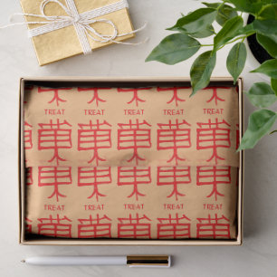Mousseline Kanji Treat red tressé papier de tissu
