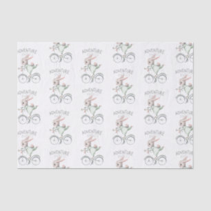 Mousseline Lapin sur Vélo Aventure Attend Papier Tissu