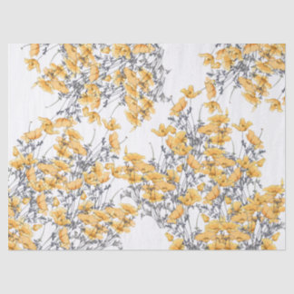 Mousseline Le pavot vintage botanique fleurit le papier de