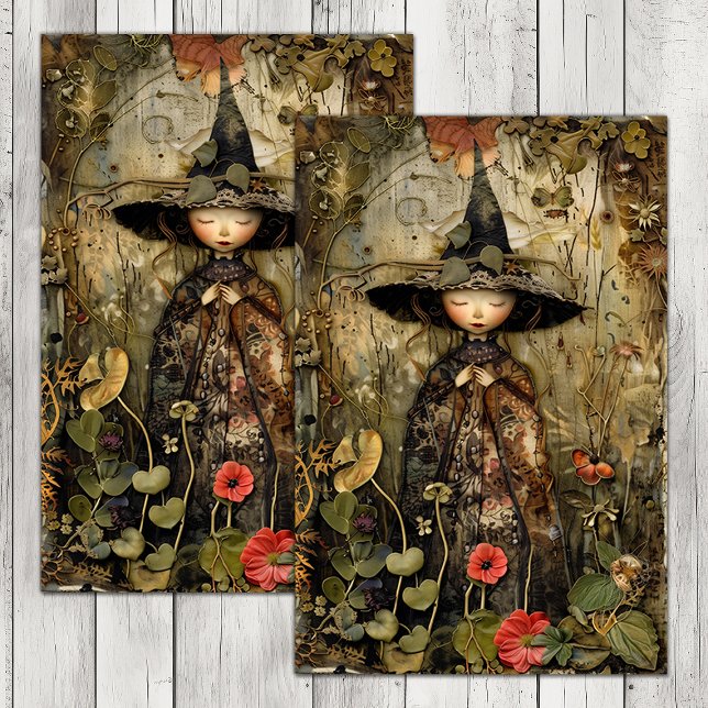 MOUSSELINE LE PLUS PETIT PAPIER DE TISSU DE DÉCOUPAGE FOREST  (THE LITTLEST FOREST WITCH DECOUPAGE TISSUE PAPER)