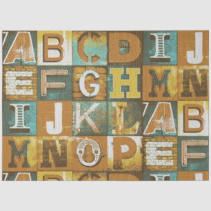 Mousseline Lettres Typographie Retro Découpage Papier de tiss