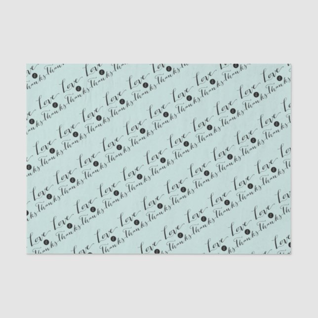 Mousseline Love & Merci Script Calligraphie Chic Tissu Papier (Recto)