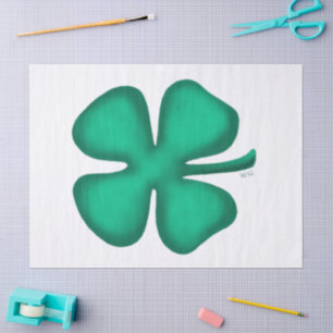 Mousseline Lucky 4 Leaf Irlandais Clover papier de tissu blan