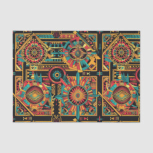 Mousseline Luxueux Beige "Aztec Dream" Papier Tissu Texté