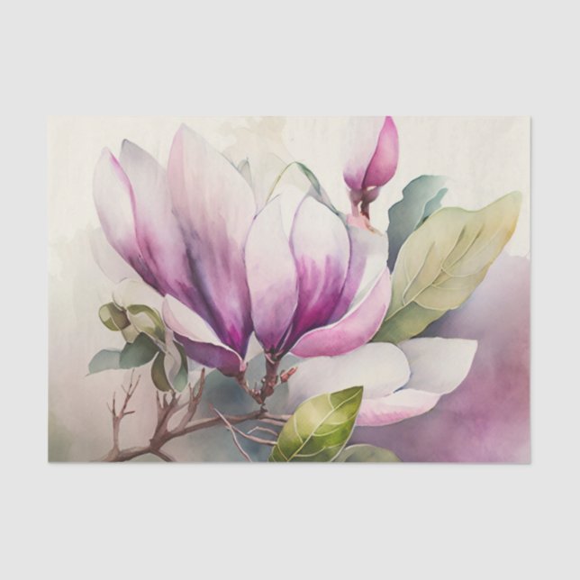 Mousseline MAGNOLIA papier découpage à fleurs rose (Recto)