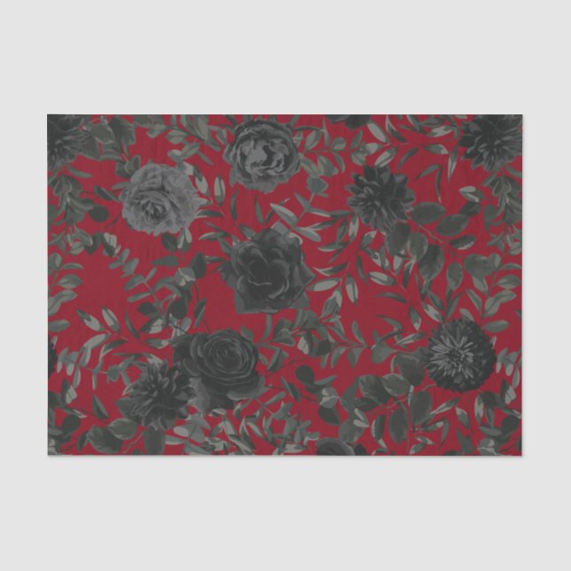 Mousseline Mariage gothique rouge et noir Rose papier (Recto)