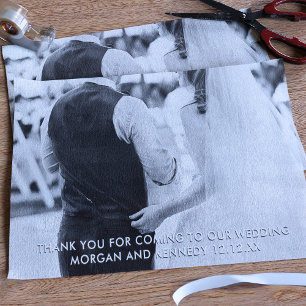 Mousseline Merci Message Mariage Photo papier Tissu