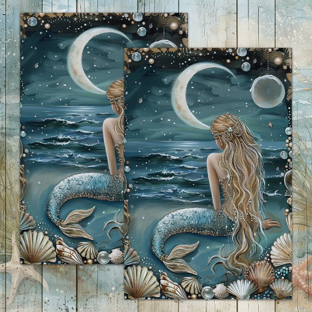 MOUSSELINE MERMAID BY MOONLIGHT DECOUPAPAGE TISSUE PAPIER (MERMAID BY MOONLIGHT DECOUPAGE TISSUE PAPER)