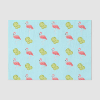 Mousseline Miami Vibes Flamant rose et cimes papier de tissus