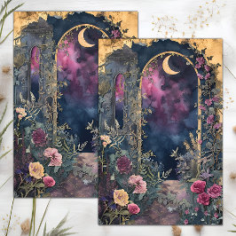 MOUSSELINE MINUIT LUNE JARDIN DÉCOUPAGE TISSUE PAPIER