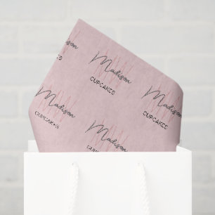 Mousseline Monogramme Logo Boulangerie Papier Tissu Rose