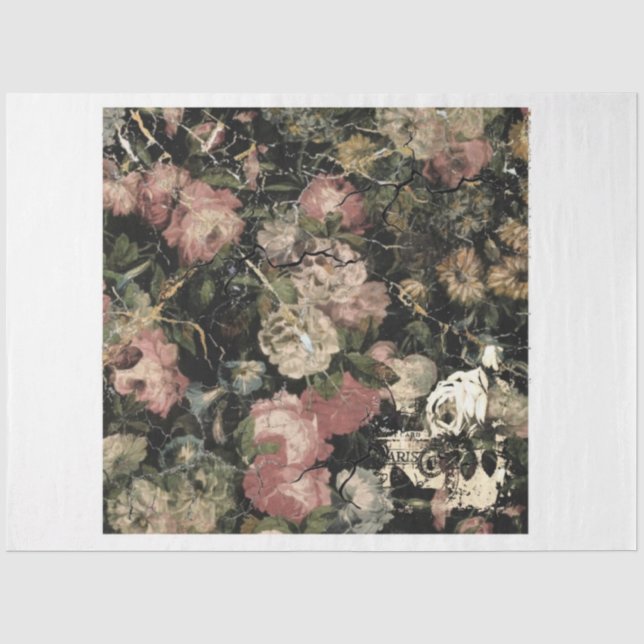 Mousseline Moody Flowers Tissus Papier (Recto)