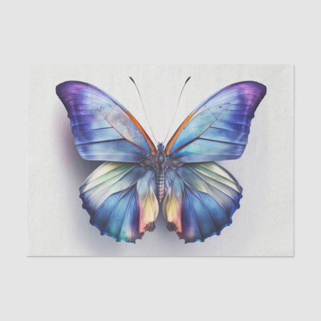 Mousseline MORPHO beau papier découpage papillon bleu (Recto)