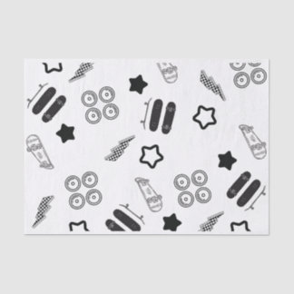 Mousseline Motif de skateboard noir 10LB papier tissu