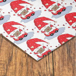 Mousseline Motif gnome rouge avec papier de tissu cardiaque