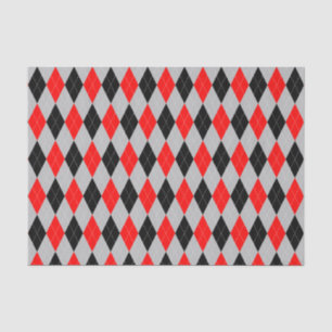 Mousseline Motif gris, noir et rouge Papier de tissus