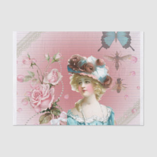 Mousseline Motif Rose edwardien pour papier découpage
