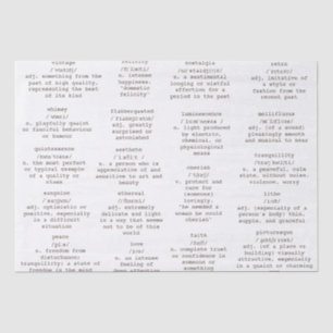 Mousseline Mots de machine à écrire du dictionnaire Papier an