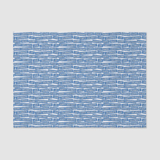 Mousseline Mots de Noël Papier de tissus bleu et blanc