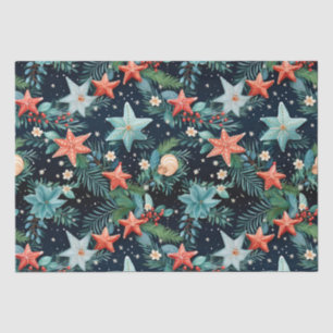 Mousseline Nautical Coastal Noël Starfish Tissu Papier papier