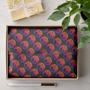 Mousseline Neon Dragon papier de tissu noir petit