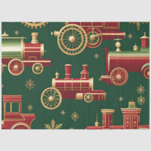 Mousseline noël steampunk locomotive papier tissu