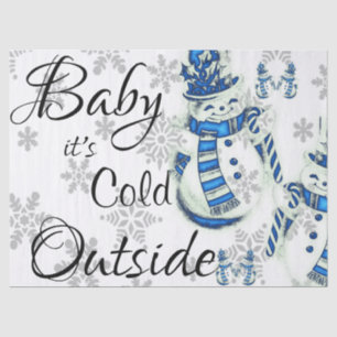 Mousseline Noël Tissu Papier bébé il fait froid dehors