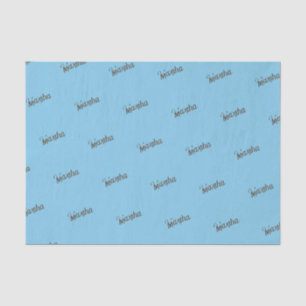 Mousseline Nom ancien Papier Tissu (bleu ciel et cuivre)