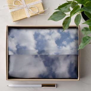 Mousseline Nuages Puffy Sur Papier Tissu Ciel Bleu