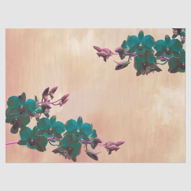 Mousseline Orchidées Ethérées Découpage Papier Tissu (Recto)