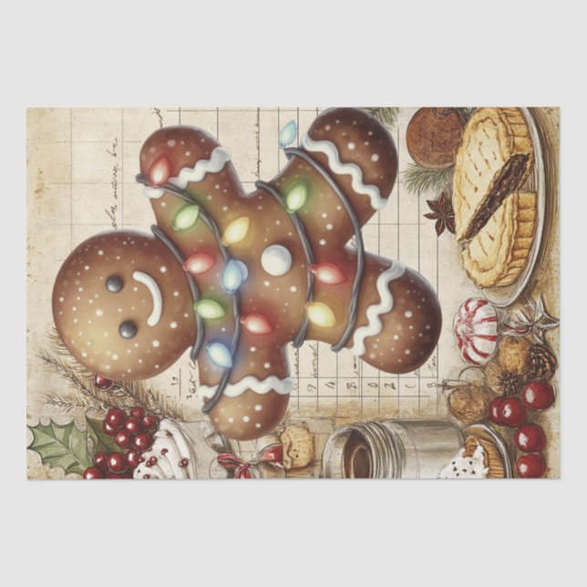 Mousseline Pain d'épices Homme Noël hiver Tissu Papier (Recto)