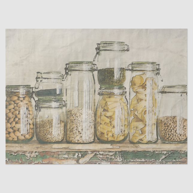 Mousseline Pantry Mason Jars Découpage Papier Tissu (Recto)