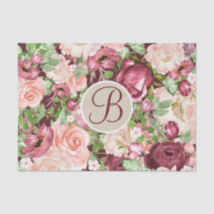 Mousseline Papier à lettre monogramme floral rustique Marsala