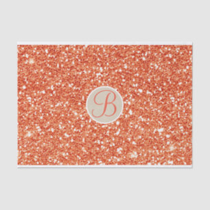 Mousseline Papier à Lettre Monogramme Initial Orange Pailleté