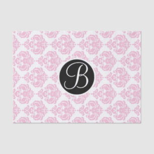 Mousseline Papier à lettres initiales en damas glamour rose e