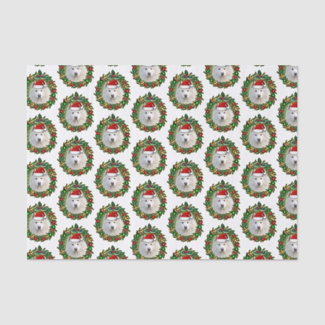 Mousseline Papier à mouchoir de Noël Samoyé (Recto)