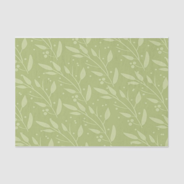 Mousseline Papier à papier vert fleuri (Recto)