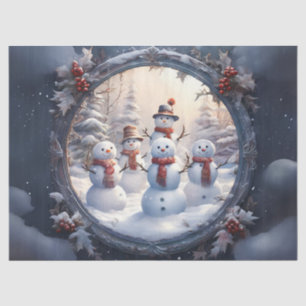 Mousseline Papier artisanal Charming Snowman Family