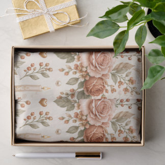 Mousseline Papier cadeau de mariage floral en terre cuite ave